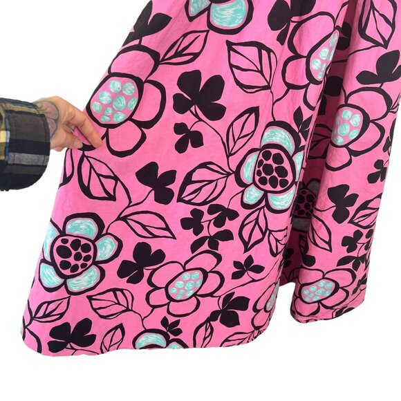 Zara Pink Black Floral Poplin Spaghetti Strap Midi Dress Small - Picture 5 of 9